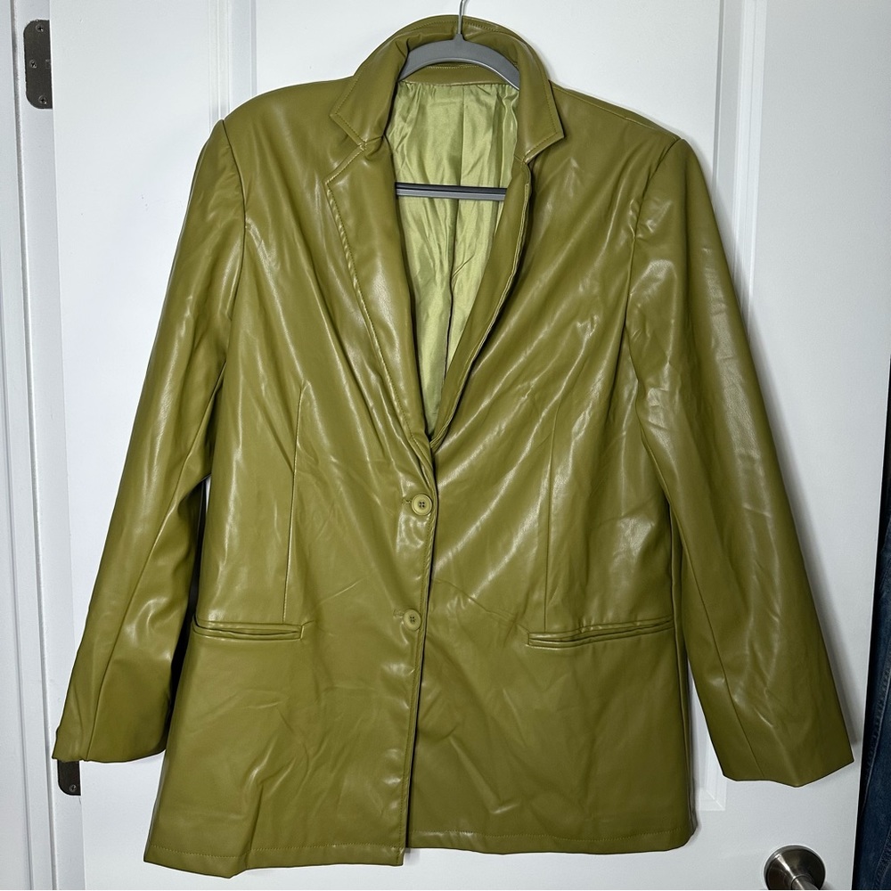 PU Leather Blazer Jacket